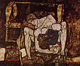 Egon Schiele Canvas Paintings - Blind Mother